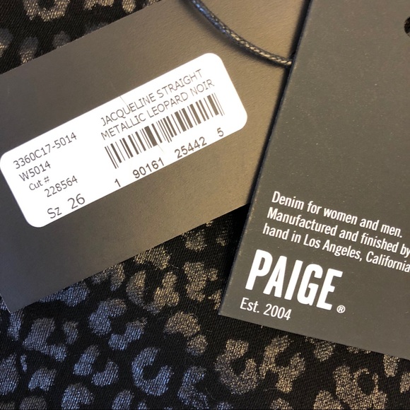 PAIGE Jacqueline Metallic Leopard Noir Black Jean - Picture 5 of 7
